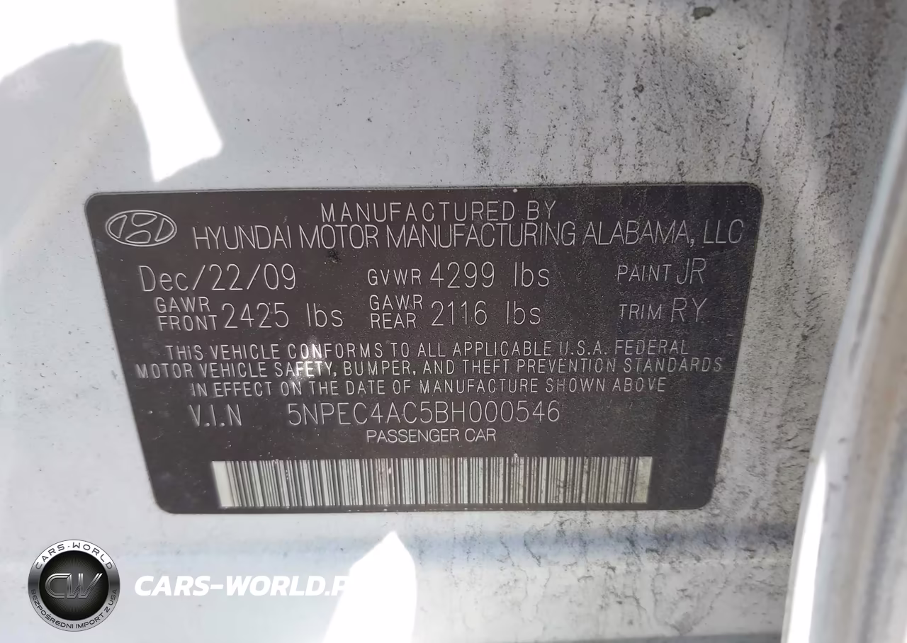 2011 Hyundai Sonata Limited VIN:5NPEC4AC5BH000546 - 9