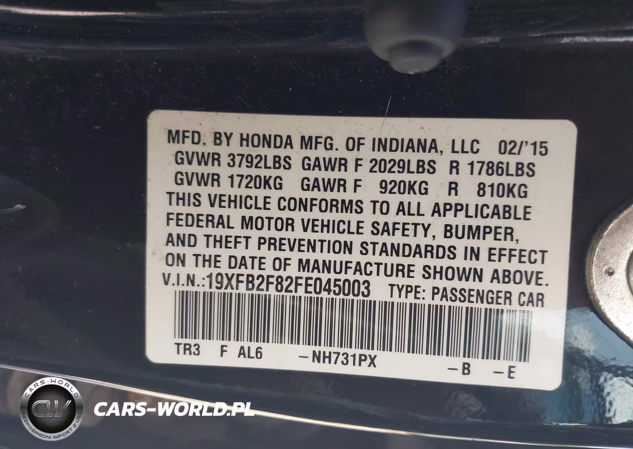 2015 Honda Civic Ex VIN:19XFB2F82FE045003 - 9