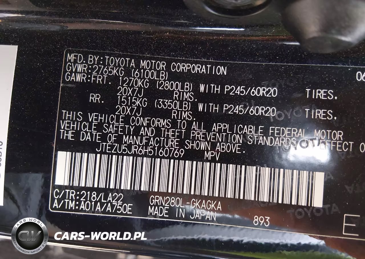 2017 Toyota 4Runner Limited VIN:JTEZU5JR6H5160769 - 9
