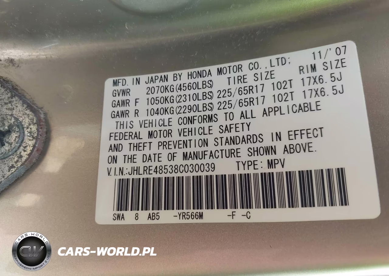 2008 Honda Cr-V Ex VIN:JHLRE48538C030039 - 9