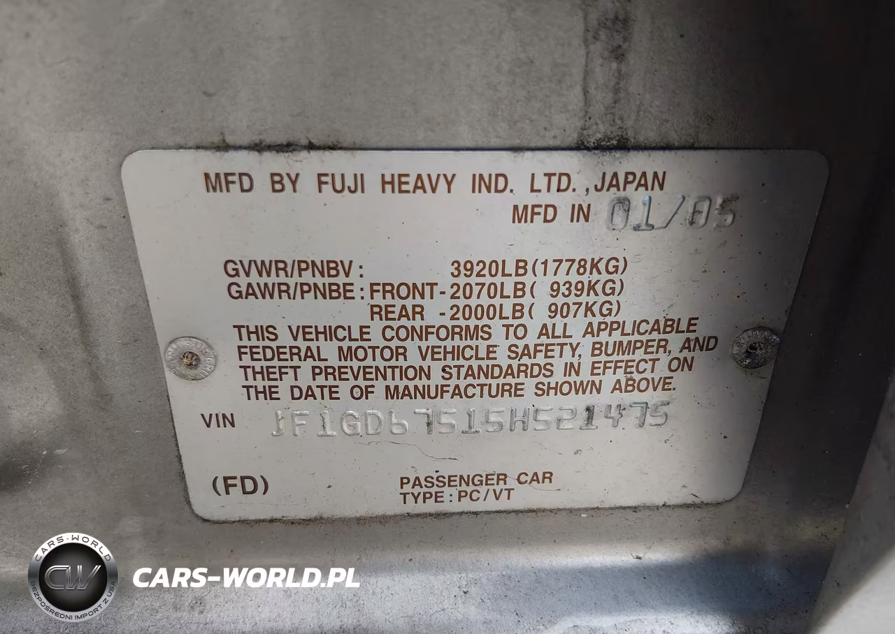 2005 Subaru Impreza 2.5Rs VIN:JF1GD67515H521475 - 9