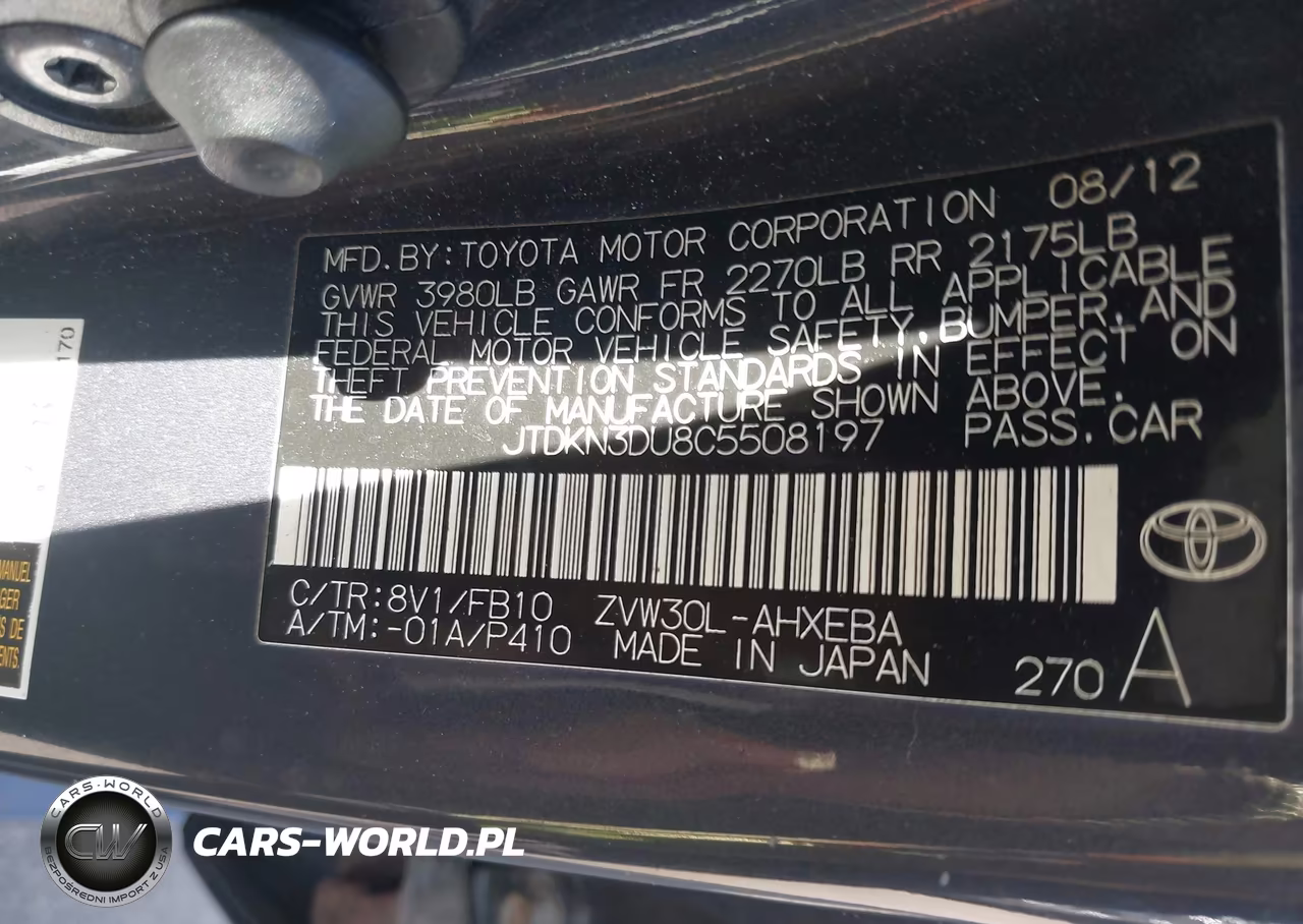 2012 Toyota Prius Three VIN:JTDKN3DU8C5508197 - 9