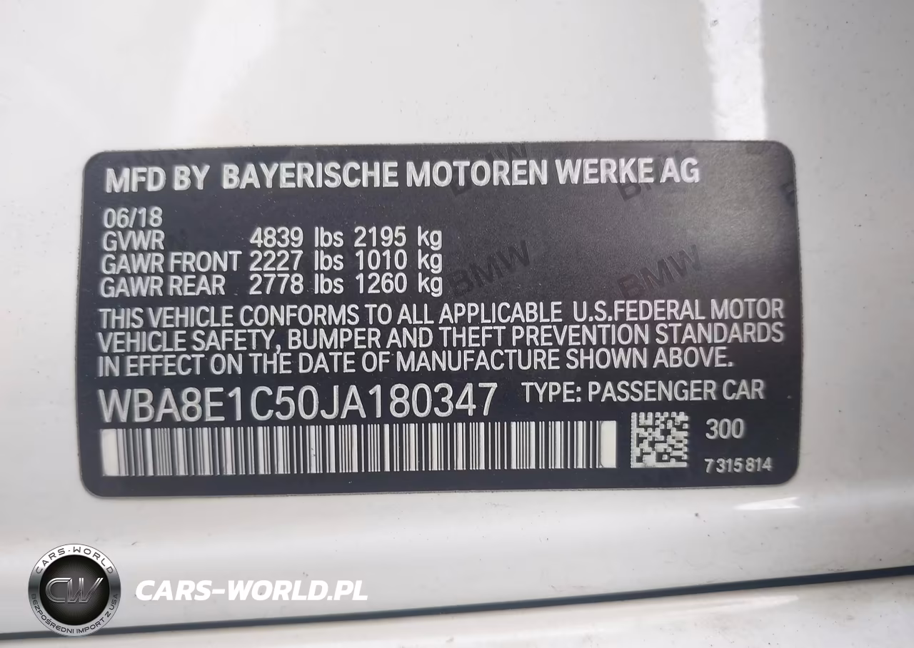 2018 BMW 330E Iperformance VIN:WBA8E1C50JA180347 - 9
