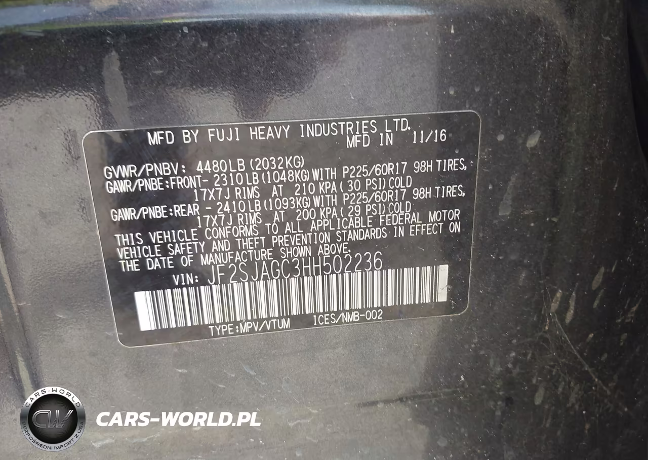 2017 Subaru Forester 2.5I Premium VIN:JF2SJAGC3HH502236 - 9