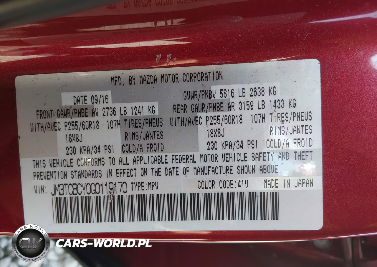 2016 Mazda Cx-9 Touring VIN:JM3TCBCY0G0119170 - 9