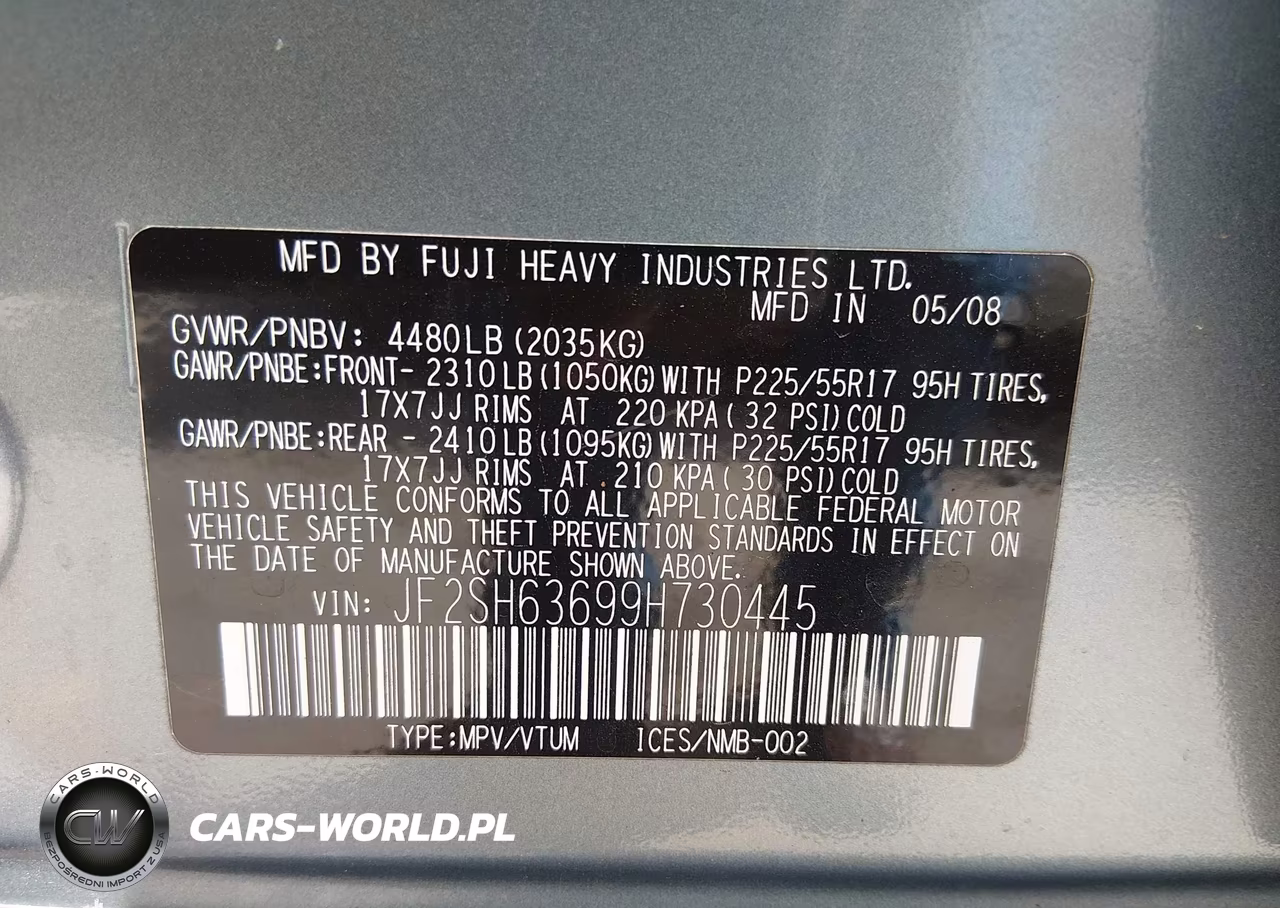 2009 Subaru Forester 2.5X VIN:JF2SH63699H730445 - 9