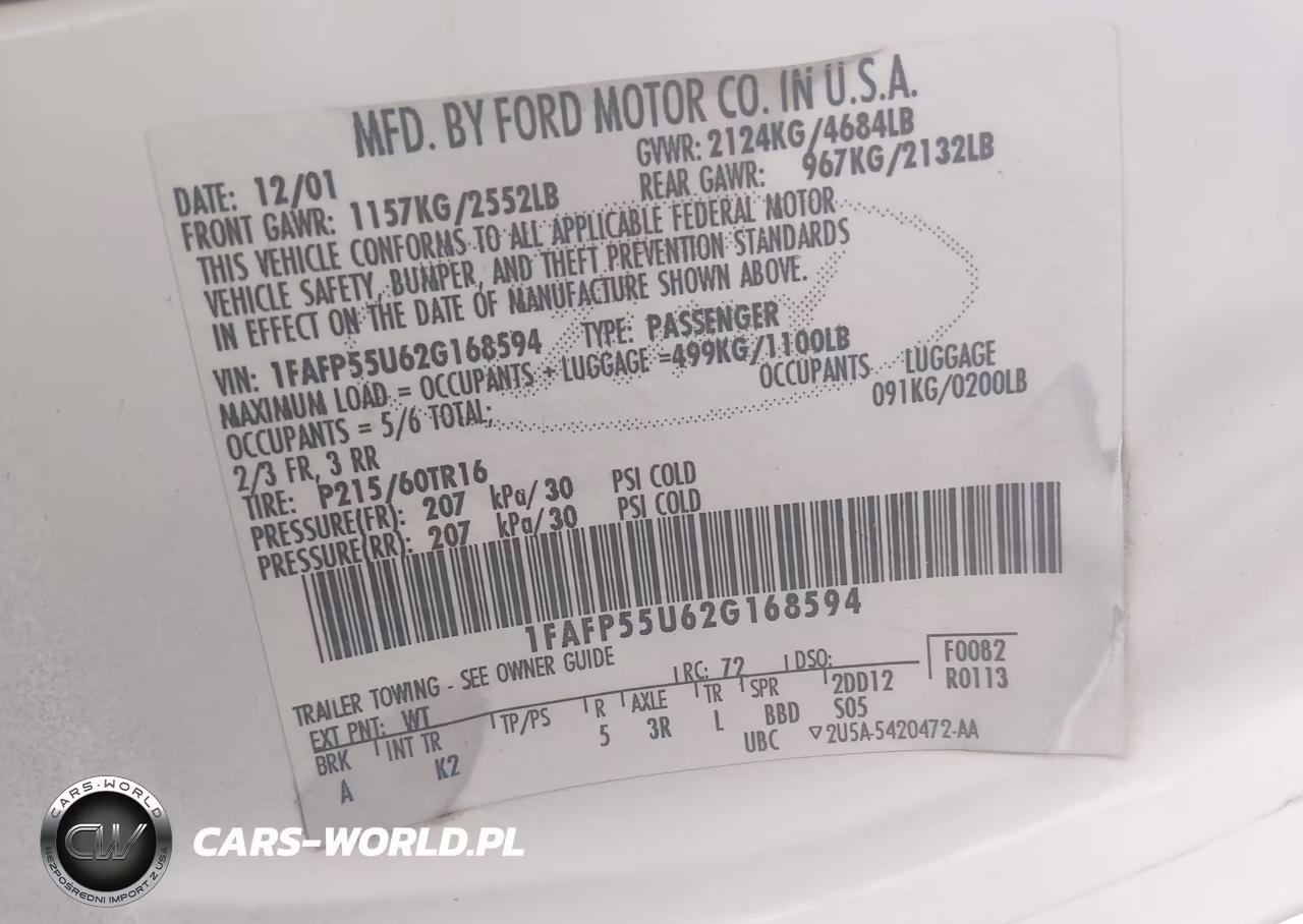 2002 Ford Taurus Ses Deluxe-Ses Standard VIN:1FAFP55U62G168594 - 9