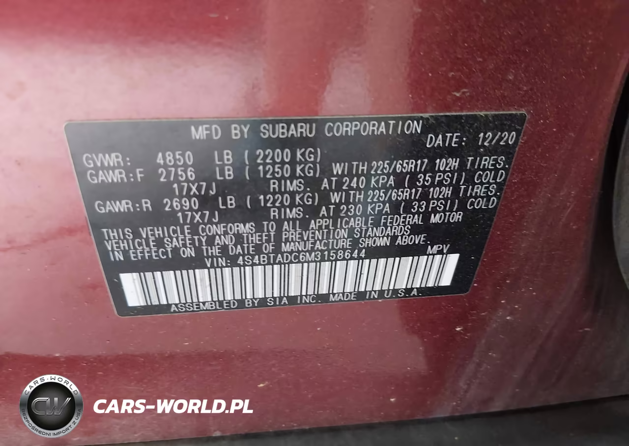 2021 Subaru Outback Premium VIN:4S4BTADC6M3158644 - 9