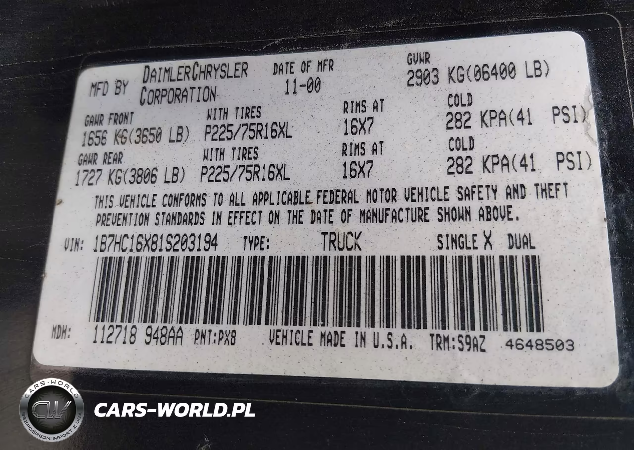 2001 Dodge Ram 1500 St-Ws VIN:1B7HC16X81S203194 - 9