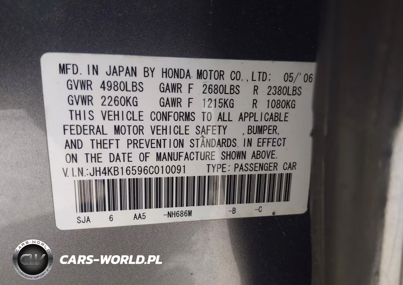 2006 Acura Rl 3.5 VIN:JH4KB16596C010091 - 9