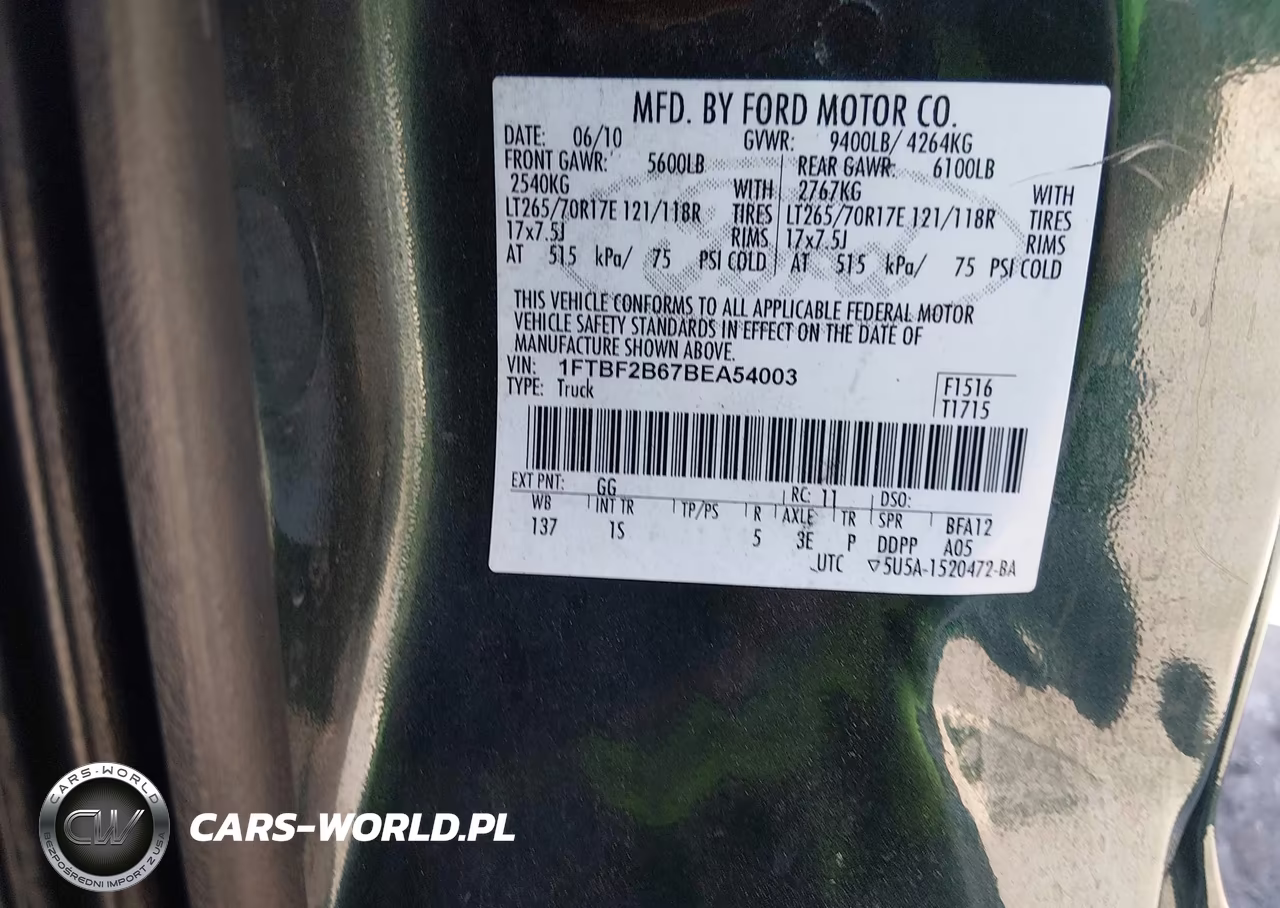 2011 Ford F-250 Xl VIN:1FTBF2B67BEA54003 - 9