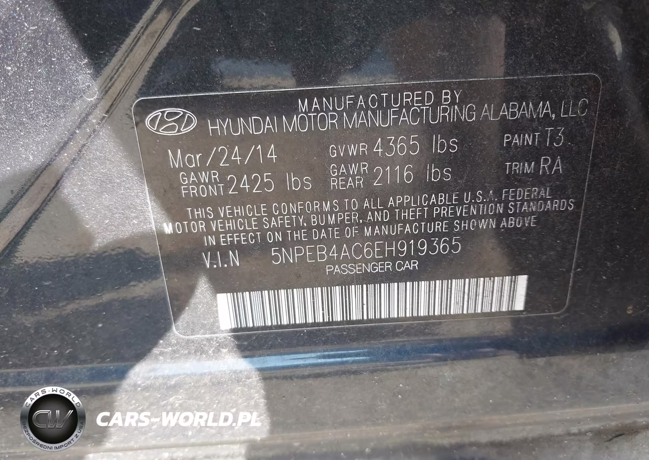 2014 Hyundai Sonata Gls VIN:5NPEB4AC6EH919365 - 9