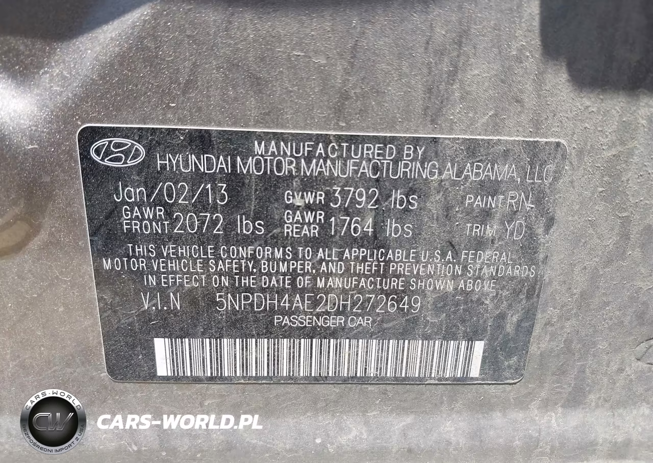 2013 Hyundai Elantra Gls VIN:5NPDH4AE2DH272649 - 9