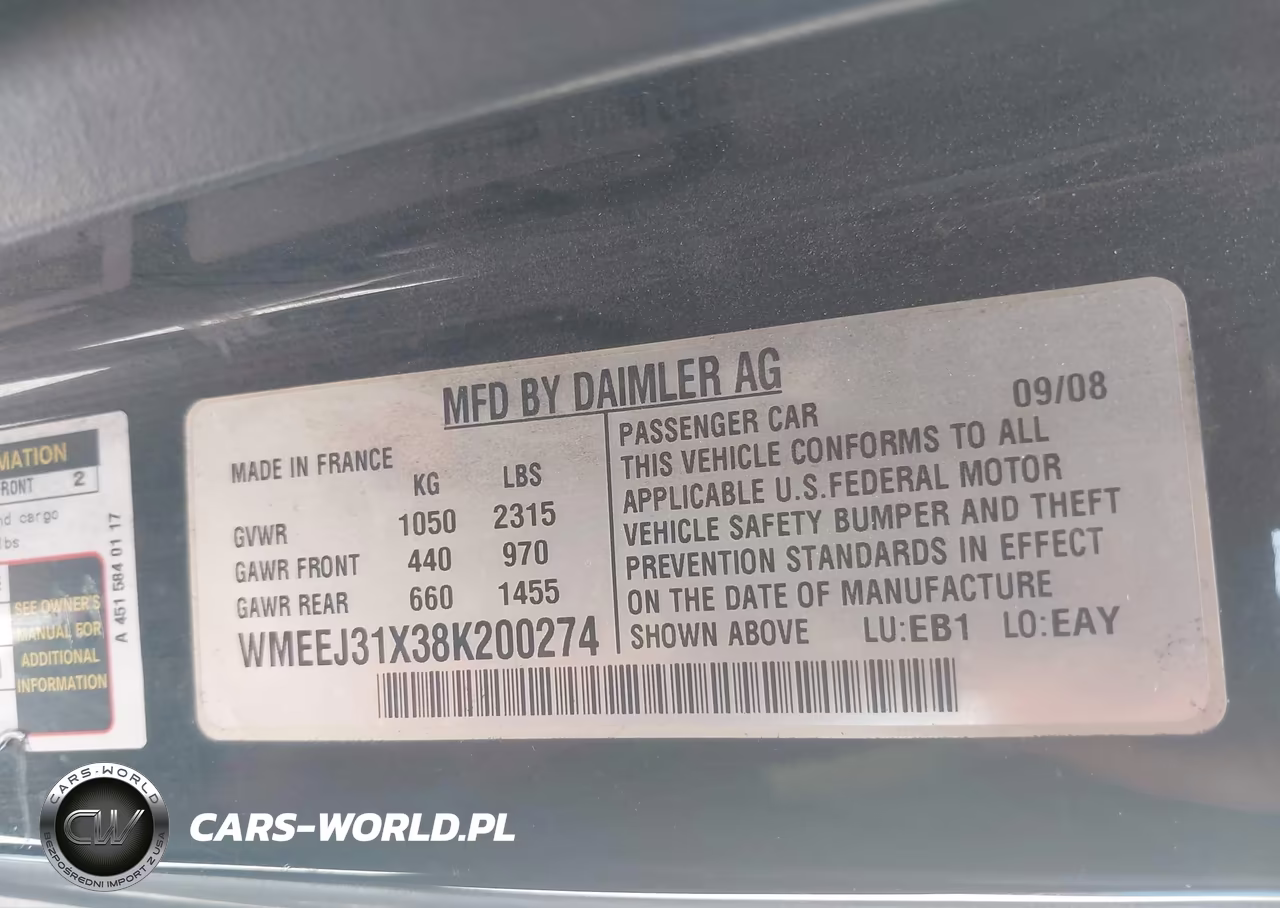 2008 Smart Fortwo Passion-Pure VIN:WMEEJ31X38K200274 - 9