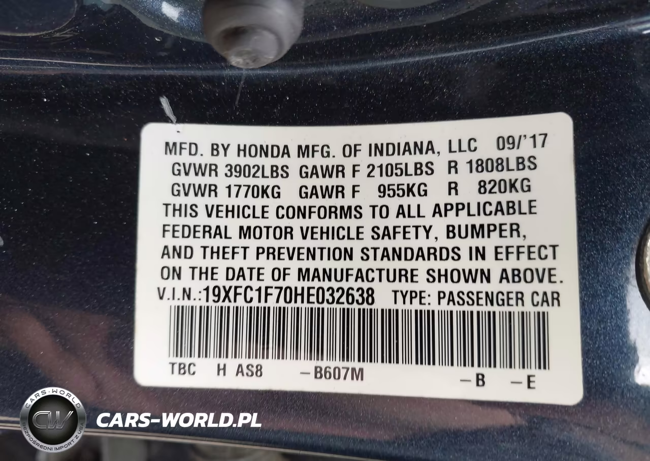 2017 Honda Civic Ex-L VIN:19XFC1F70HE032638 - 9