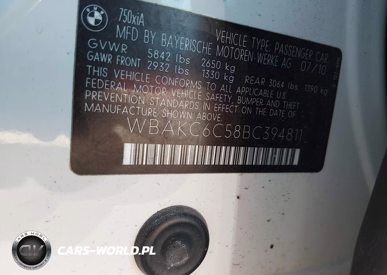 2011 BMW 750I xDrive VIN:WBAKC6C58BC394811 - 9