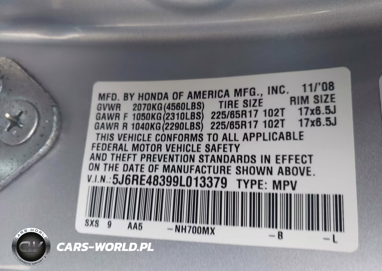 2009 Honda Cr-V Lx VIN:5J6RE48399L013379 - 9