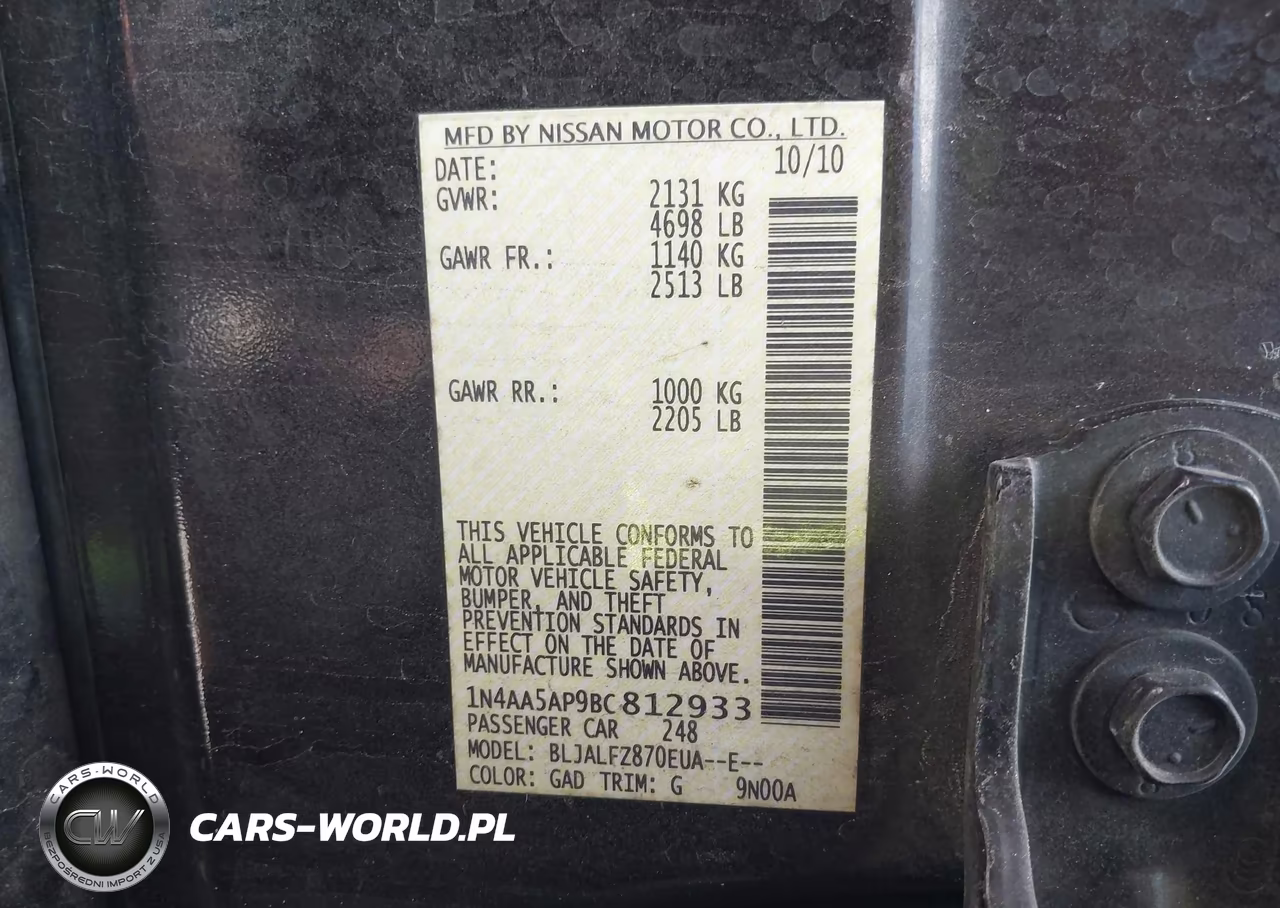 2011 Nissan Maxima 3.5 Sv VIN:1N4AA5AP9BC812933 - 9