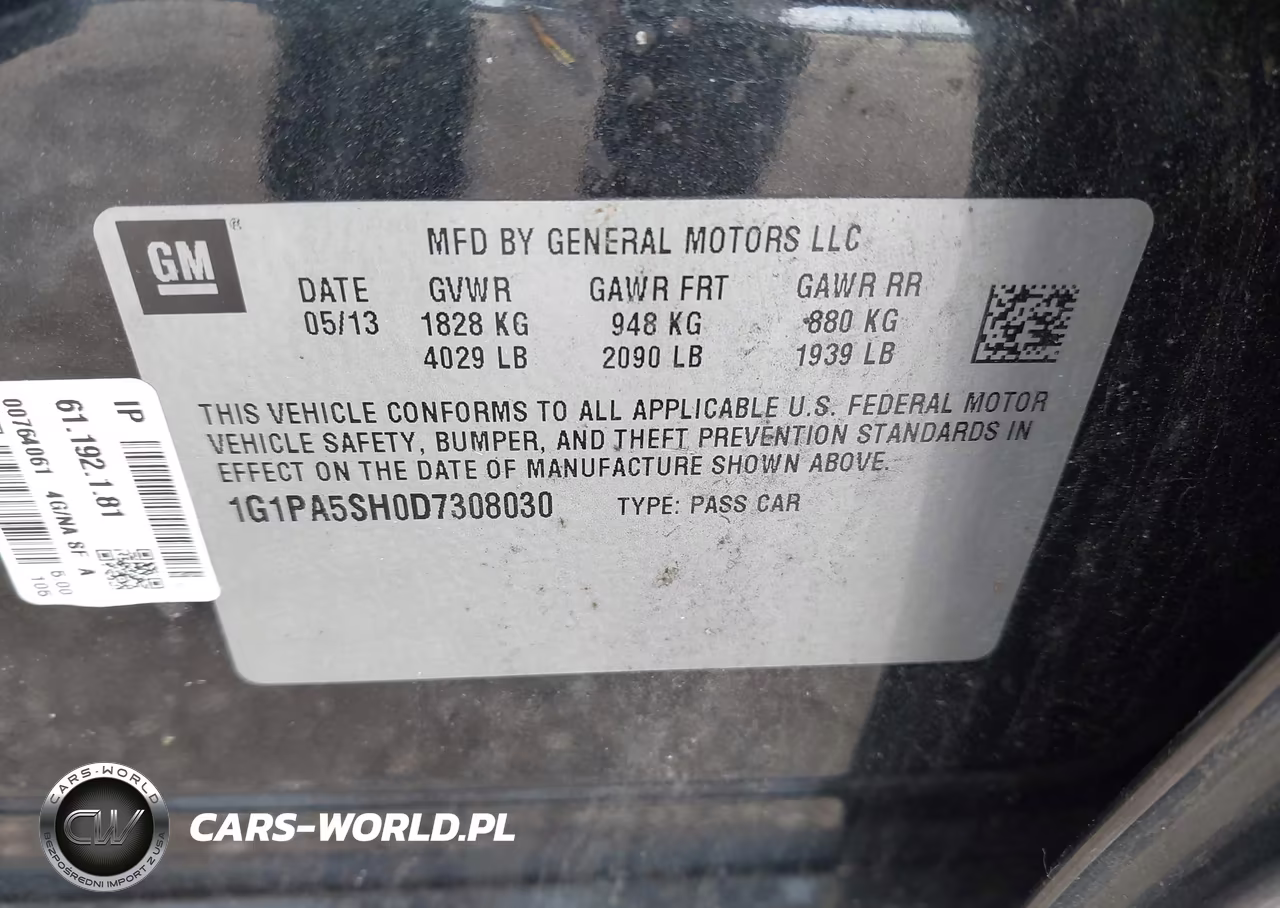 2013 Chevrolet Cruze Ls Auto VIN:1G1PA5SH0D7308030 - 9