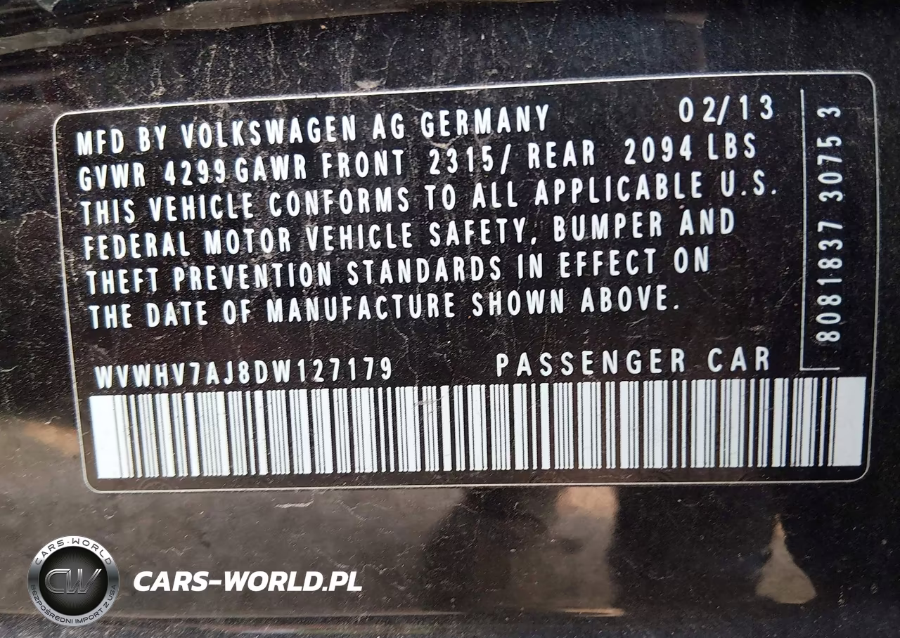 2013 Volkswagen Gti Wolfsburg Edition VIN:WVWHV7AJ8DW127179 - 9