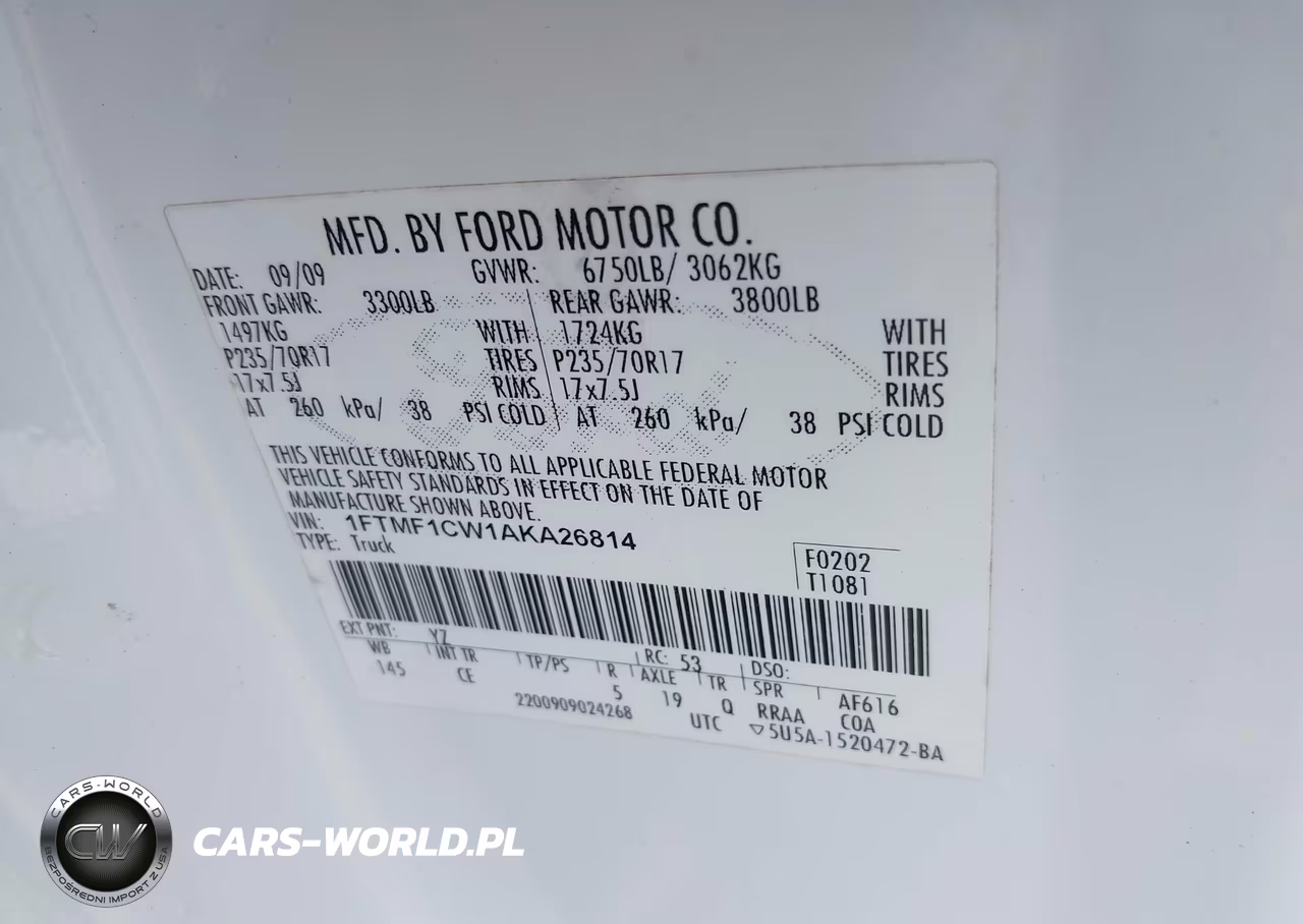 2010 Ford F-150 Stx-Xl-Xl W-Mid-Box Prep-Xlt-Xlt W-Mid-Box Prep VIN:1FTMF1CW1AKA26814 - 9