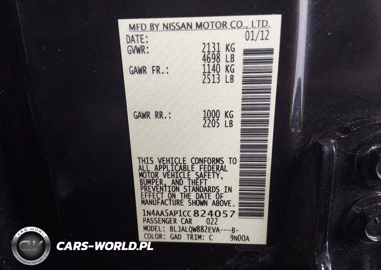 2012 Nissan Maxima 3.5 S VIN:1N4AA5AP1CC824057 - 9