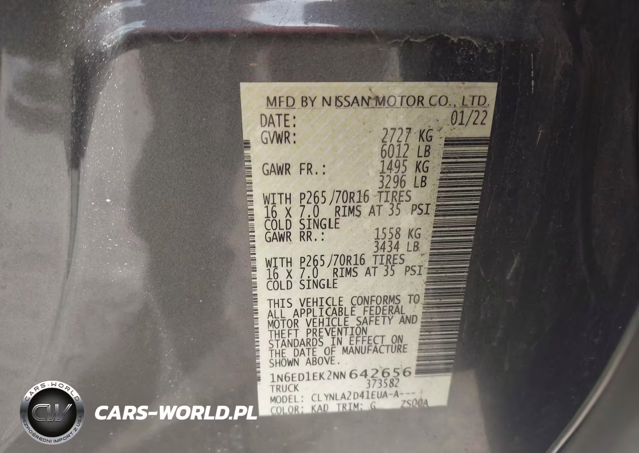 2022 Nissan Frontier S 4X4 VIN:1N6ED1EK2NN642656 - 9