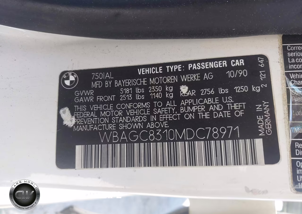 1991 BMW 750 Il Automatic VIN:WBAGC8310MDC78971 - 9