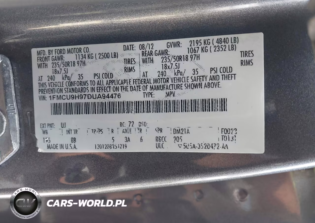 2013 Ford Escape Sel VIN:1FMCU9H97DUA94476 - 9