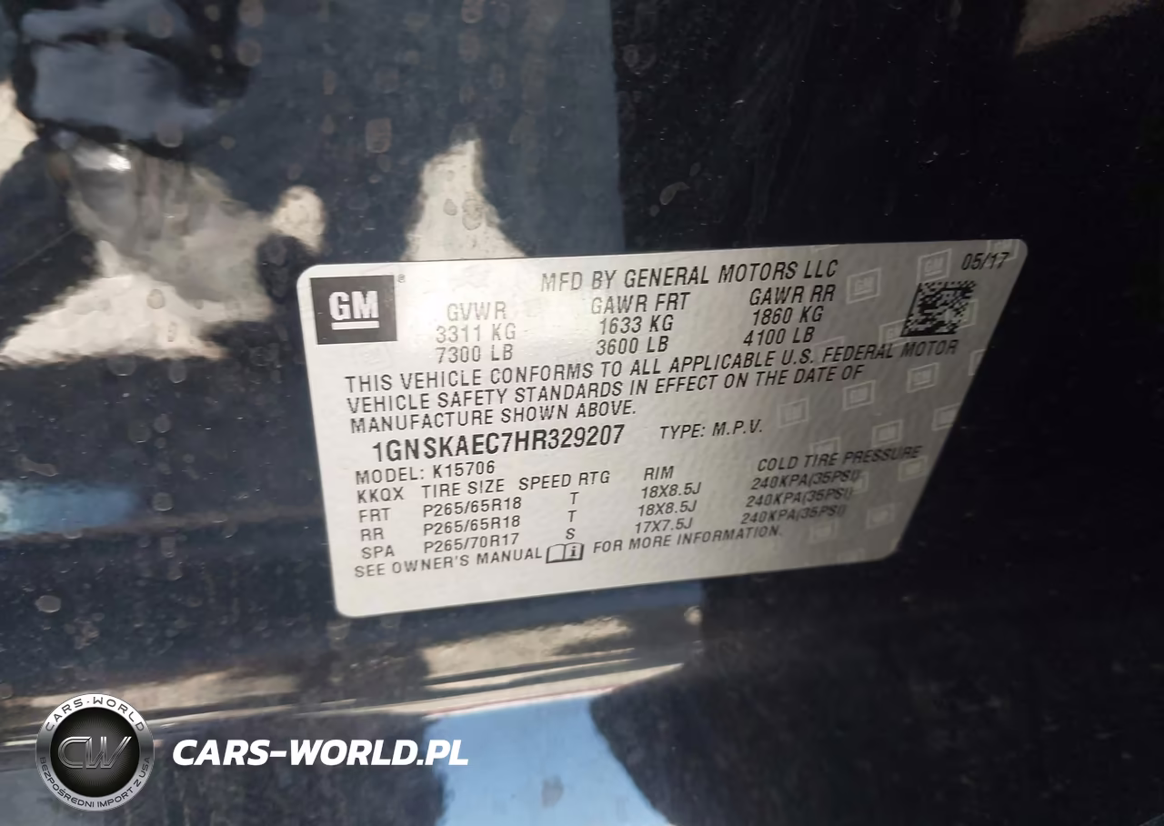 2017 Chevrolet Tahoe Ls VIN:1GNSKAEC7HR329207 - 9