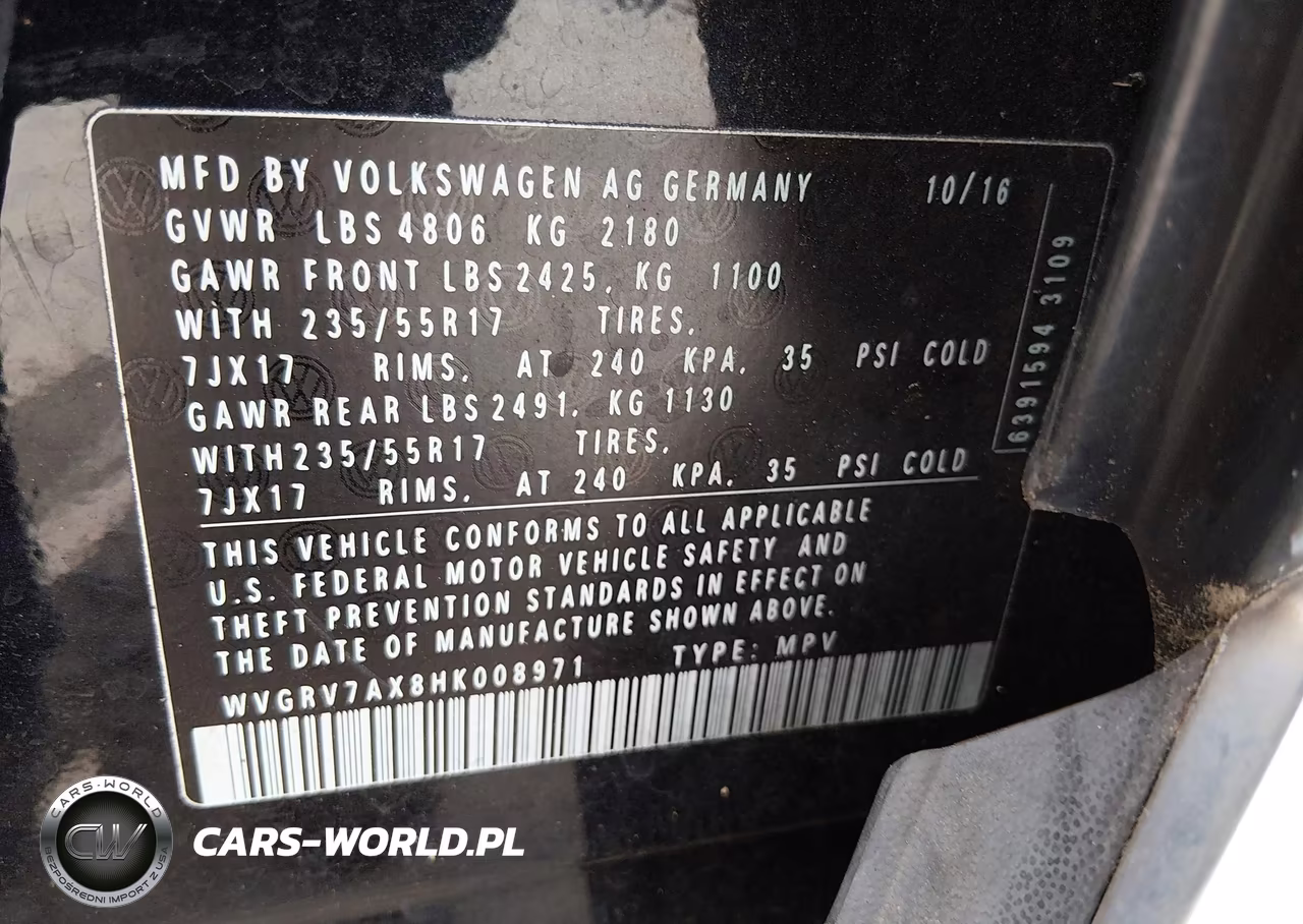 2017 Volkswagen Tiguan 2.0T Wolfsburg Edition VIN:WVGRV7AX8HK008971 - 9