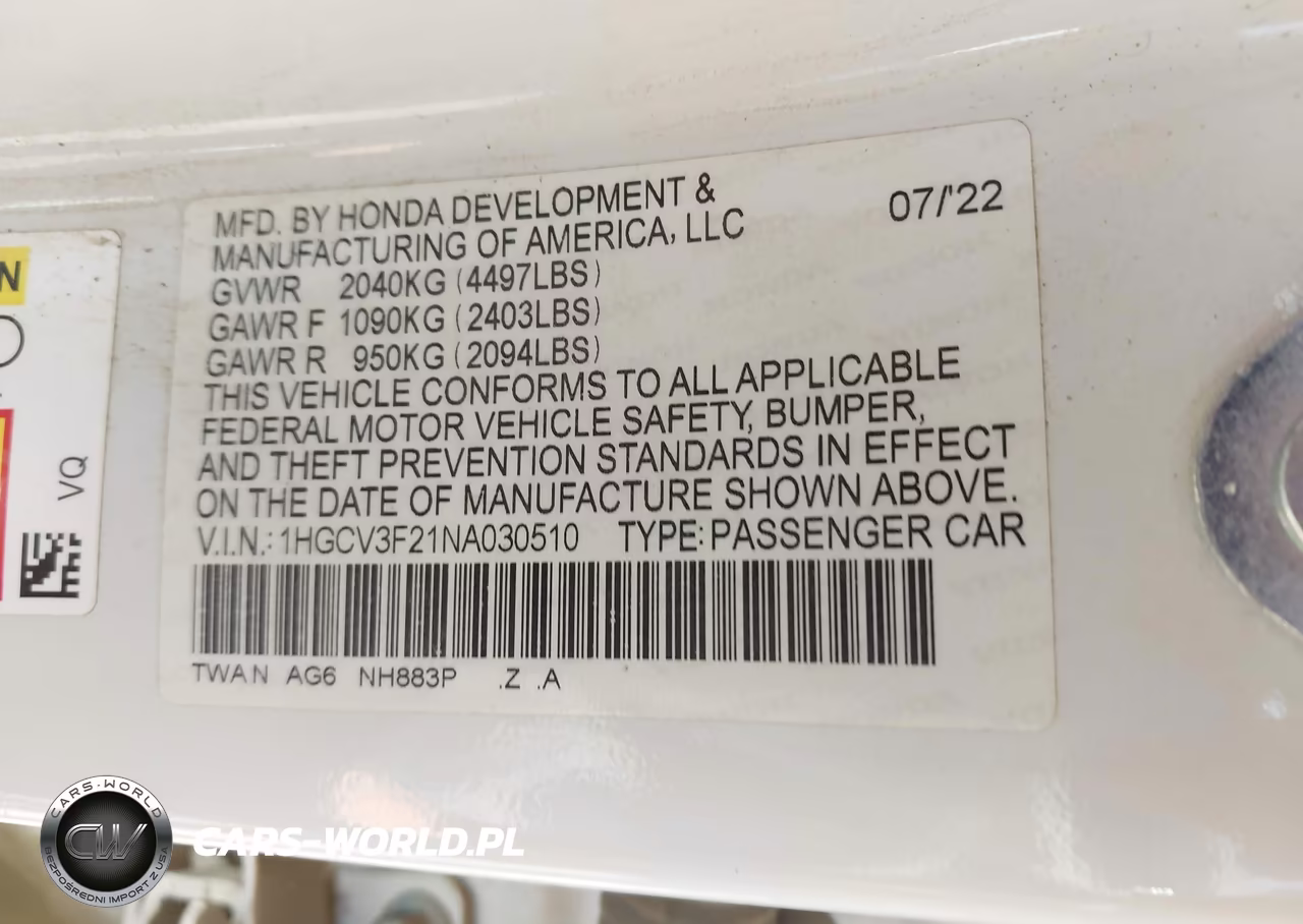 2022 Honda Accord Hybrid Sport VIN:1HGCV3F21NA030510 - 9