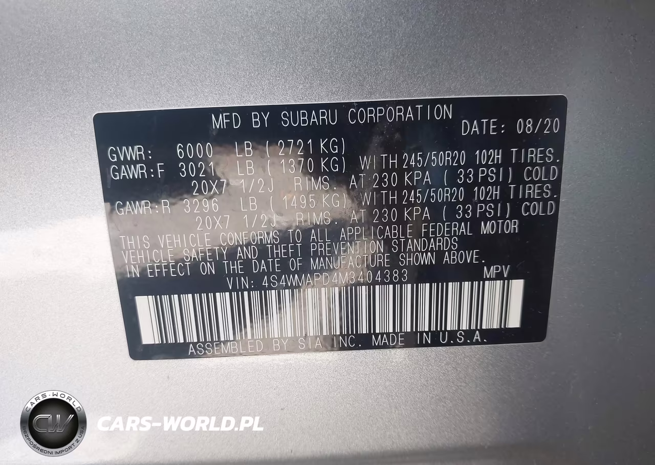 2021 Subaru Ascent Limited VIN:4S4WMAPD4M3404383 - 9