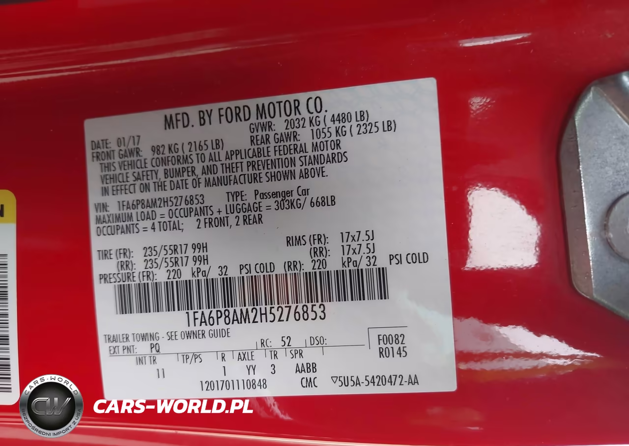 2017 Ford Mustang V6 VIN:1FA6P8AM2H5276853 - 9