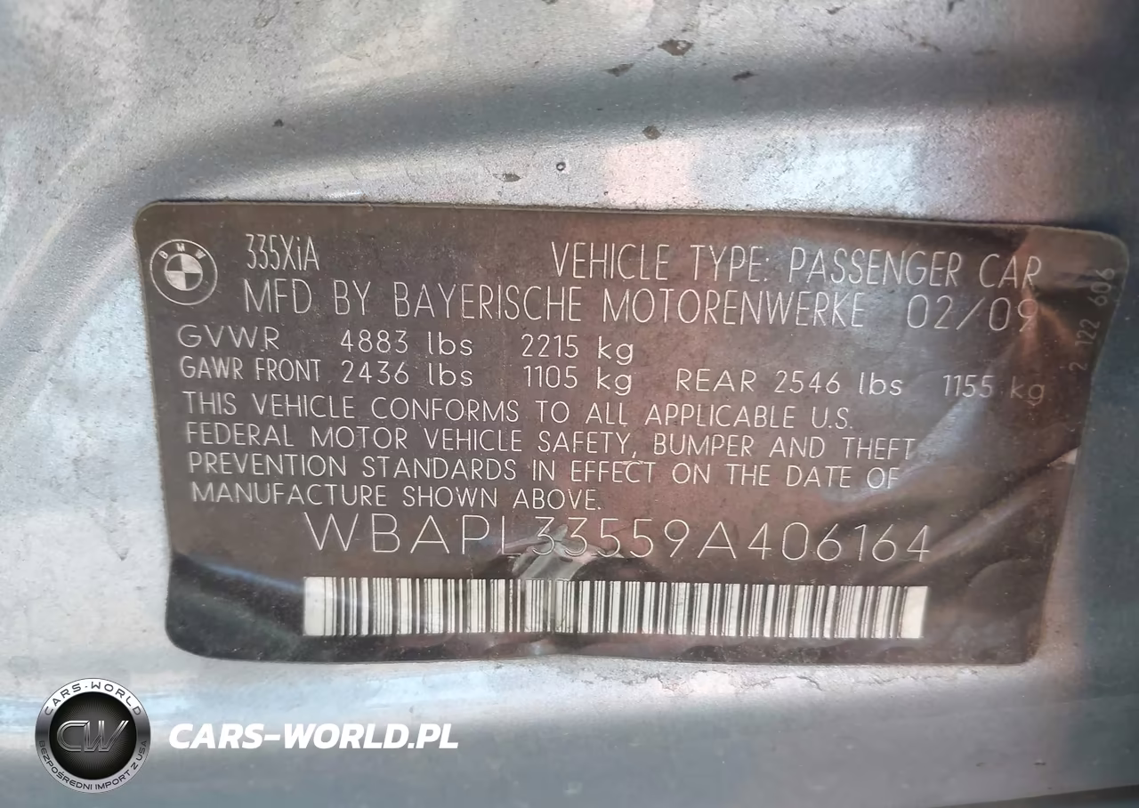 2009 BMW 335I xDrive VIN:WBAPL33559A406164 - 9