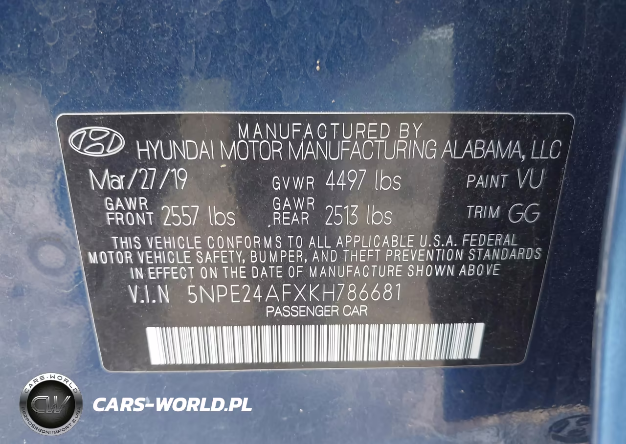 2019 Hyundai Sonata Se VIN:5NPE24AFXKH786681 - 9