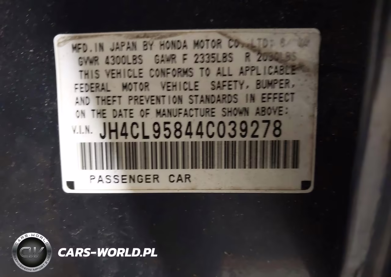 2004 Acura Tsx VIN:JH4CL95844C039278 - 9