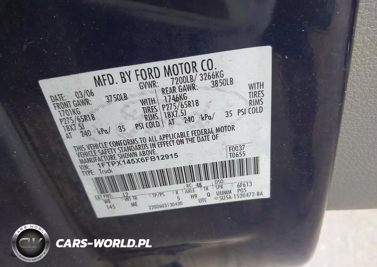 2006 Ford F-150 Fx4-Lariat-Xl-Xlt VIN:1FTPX145X6FB12915 - 9
