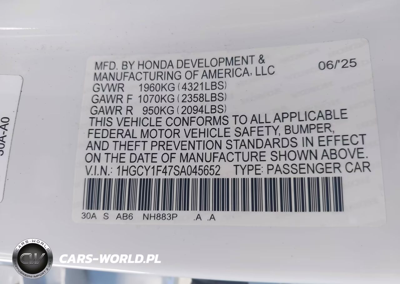 2025 Honda Accord Se VIN:1HGCY1F47SA045652 - 9