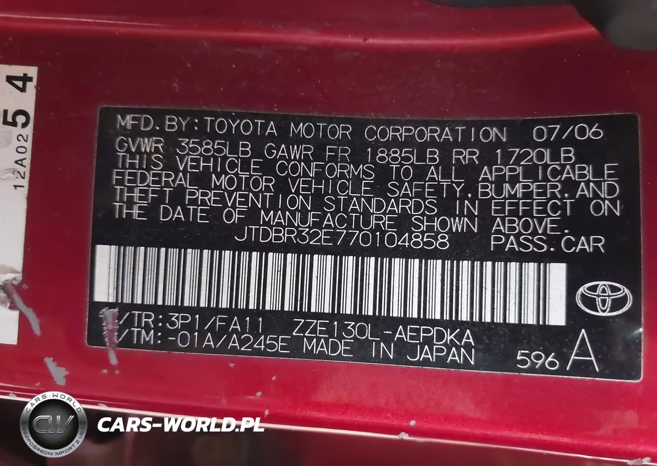 2007 Toyota Corolla Ce VIN:JTDBR32E770104858 - 9