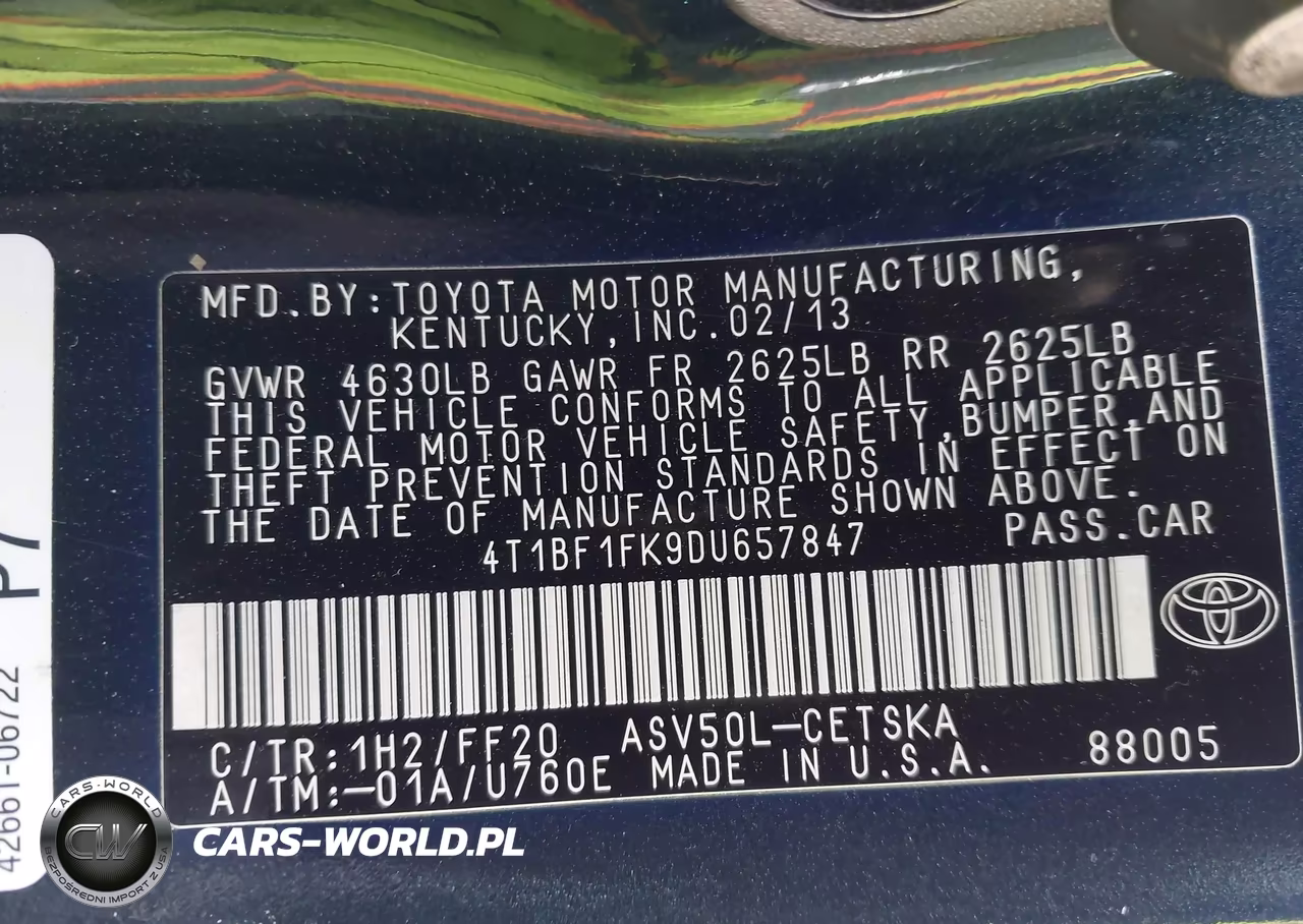 2013 Toyota Camry Se VIN:4T1BF1FK9DU657847 - 9