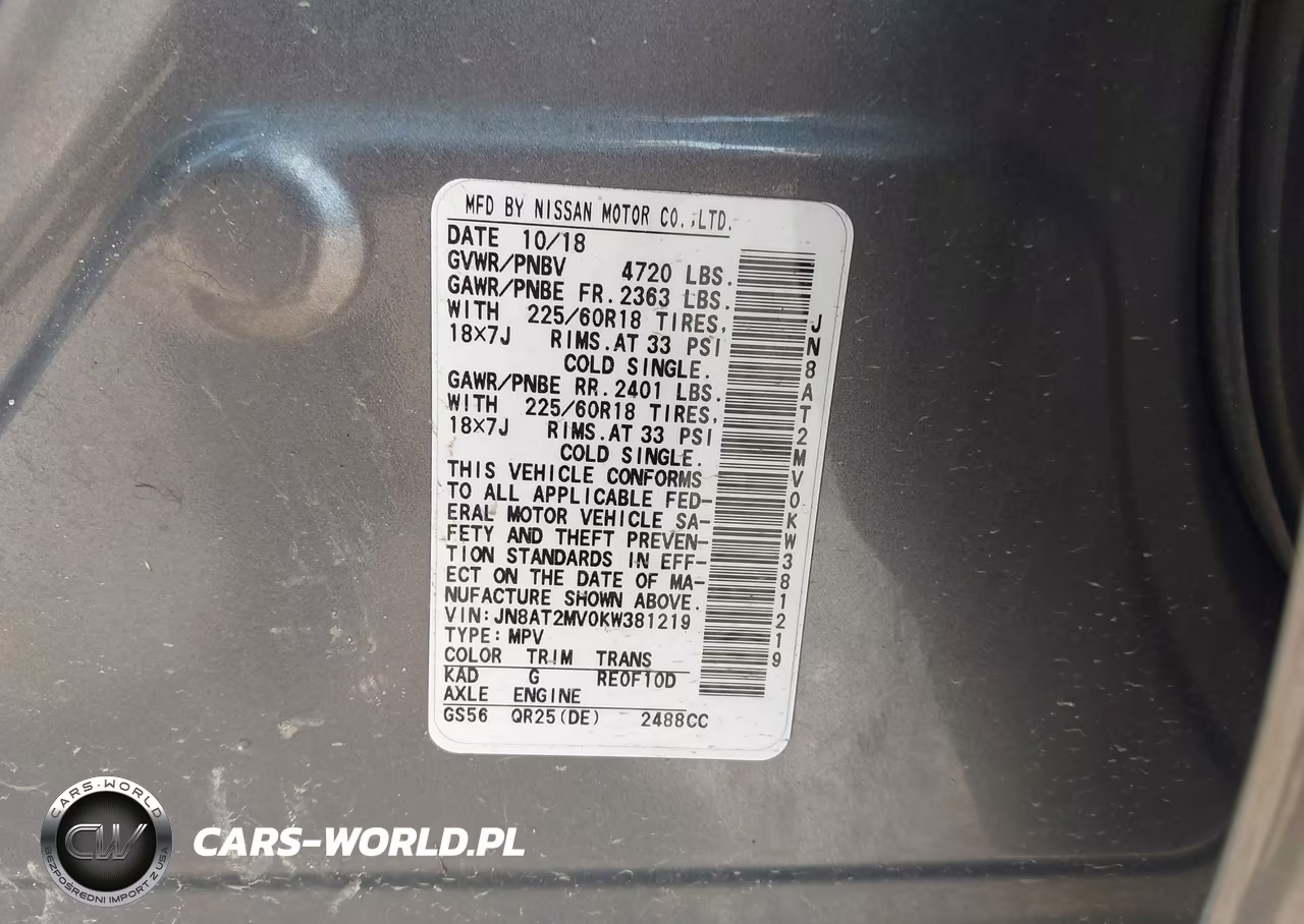 2019 Nissan Rogue Sv VIN:JN8AT2MV0KW381219 - 9