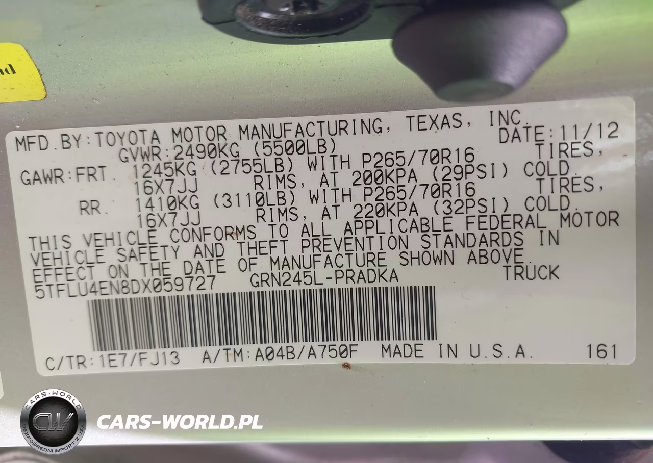 2013 Toyota Tacoma Base V6 VIN:5TFLU4EN8DX059727 - 9