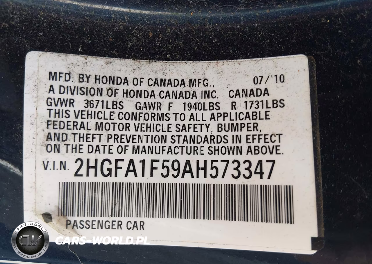 2010 Honda Civic Lx VIN:2HGFA1F59AH573347 - 9
