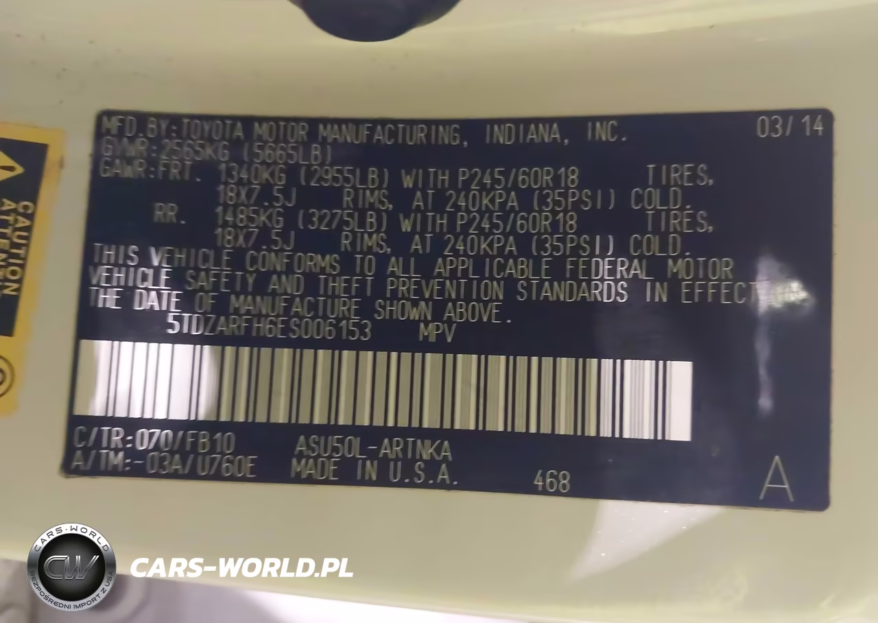 2014 Toyota Highlander Le VIN:5TDZARFH6ES006153 - 9
