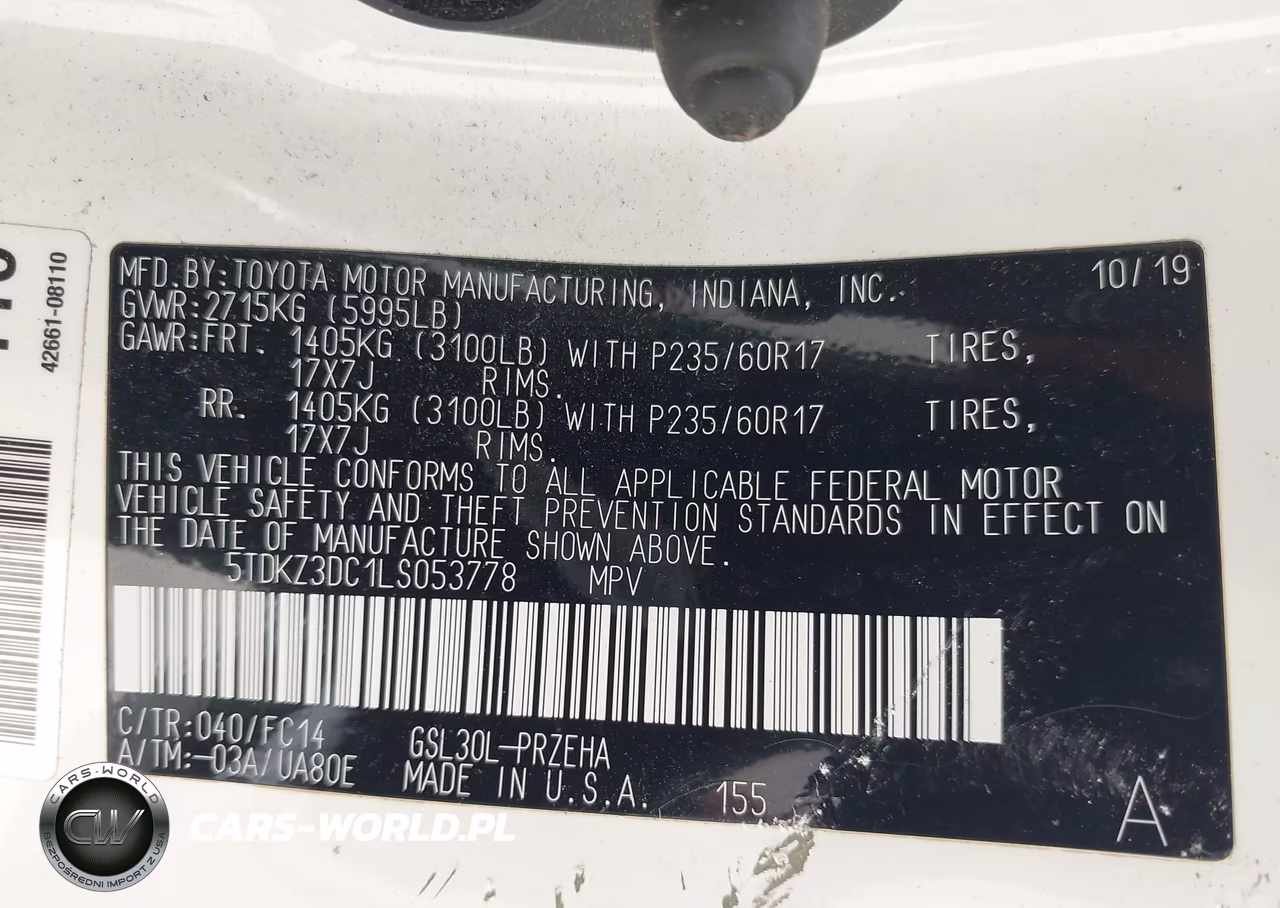 2020 Toyota Sienna Le VIN:5TDKZ3DC1LS053778 - 9