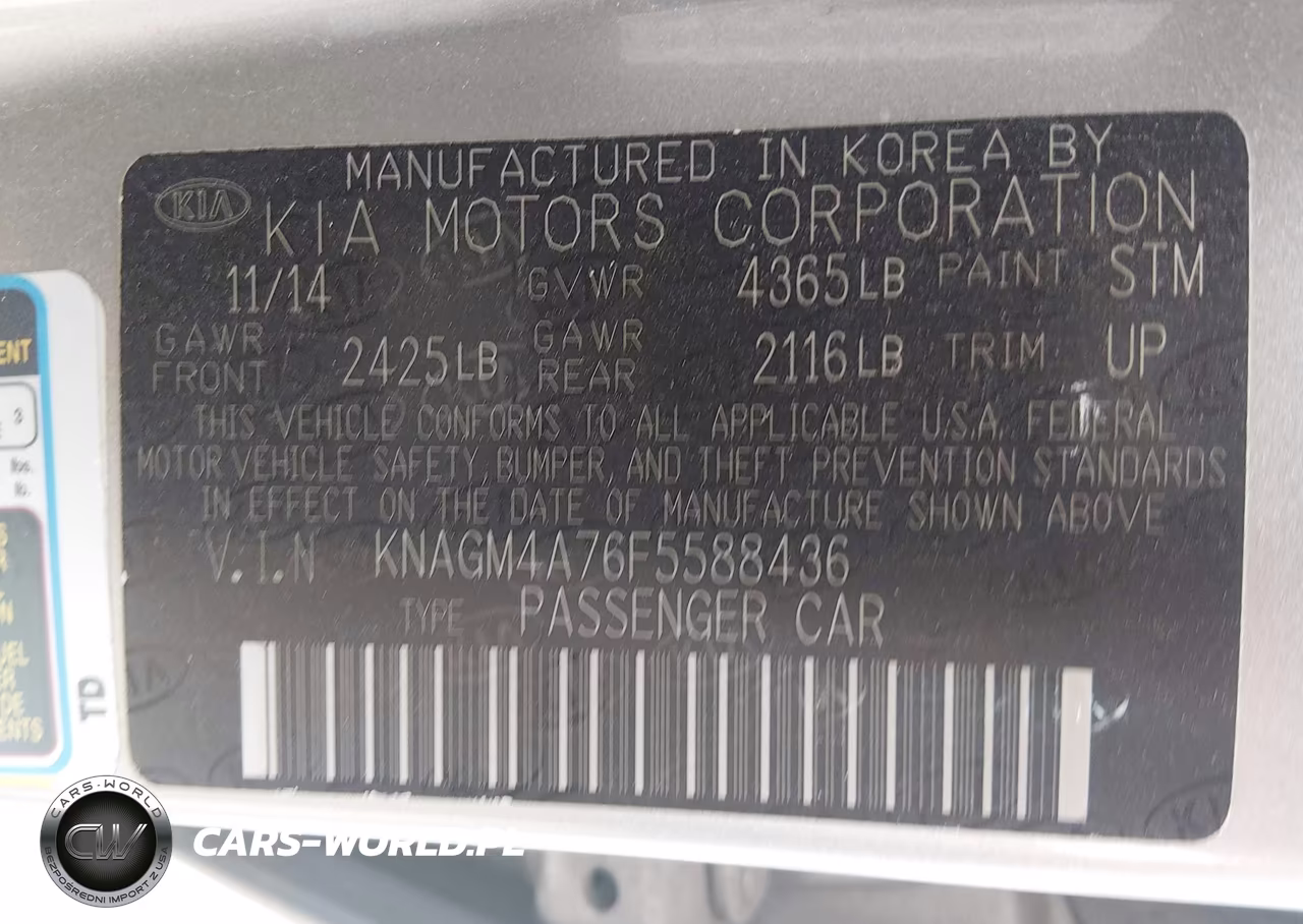 2015 Kia Optima Lx VIN:KNAGM4A76F5588436 - 9