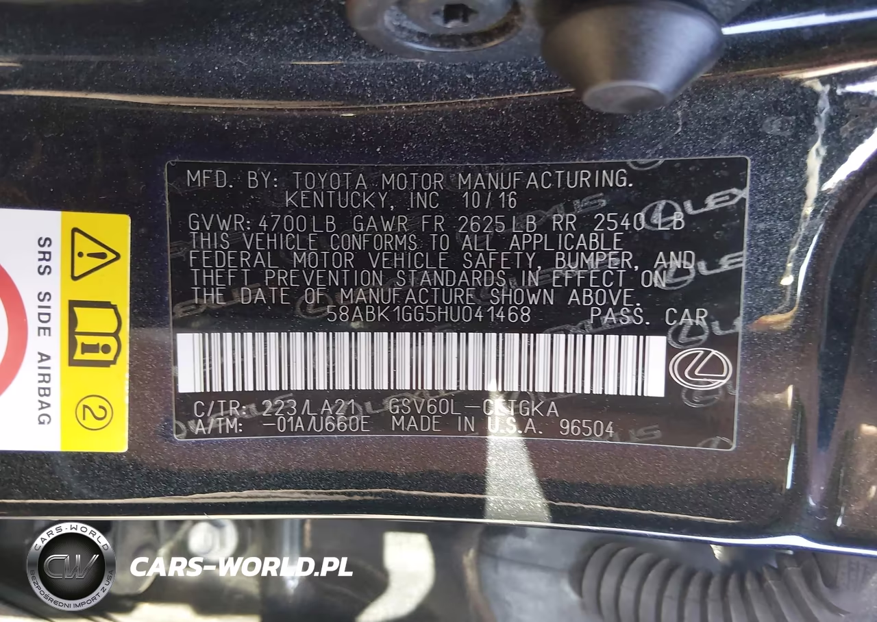 2017 Lexus Es 350 VIN:58ABK1GG5HU041468 - 9