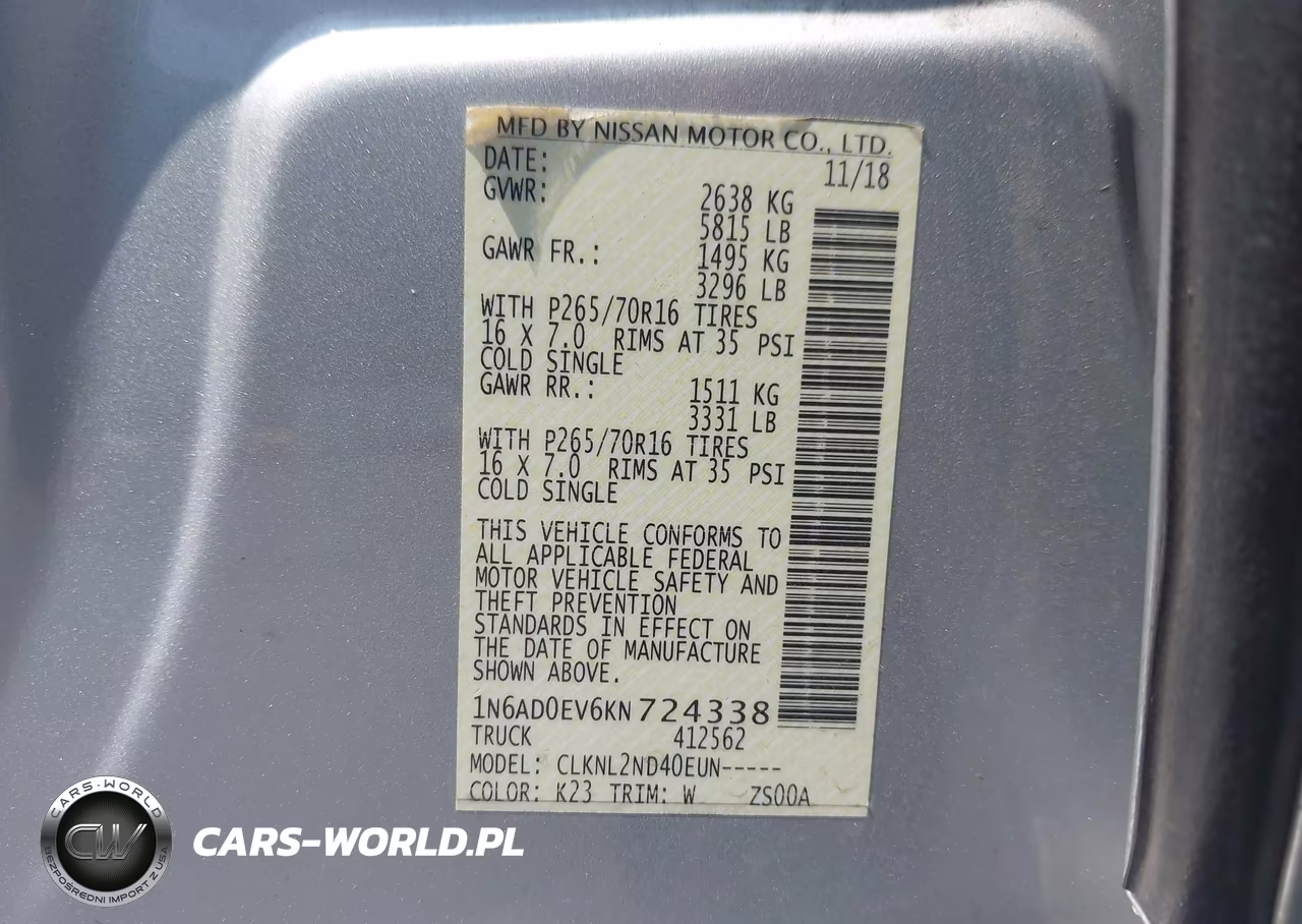 2019 Nissan Frontier Sv VIN:1N6AD0EV6KN724338 - 9