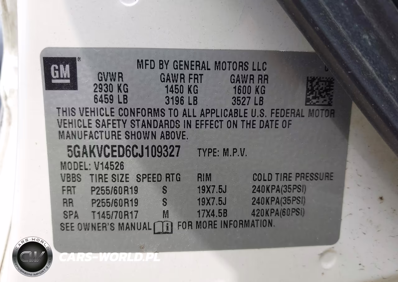 2012 Buick Enclave Leather VIN:5GAKVCED6CJ109327 - 9